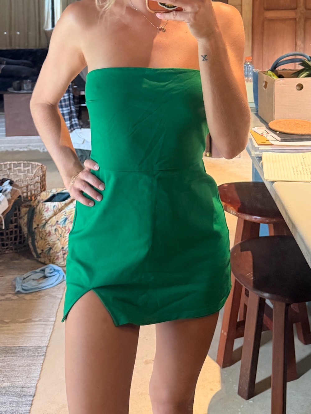 superdown Strapless Emerald Mini Dress romper